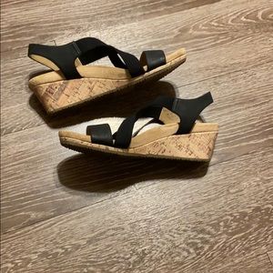 Black wedge sandals